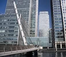 Commuters walking into the central financial business district of London's Docklands