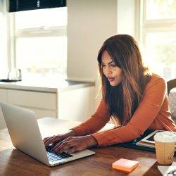 Young woman working from home