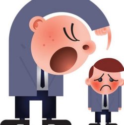 workplace bullying image of larger person shouting at small person 