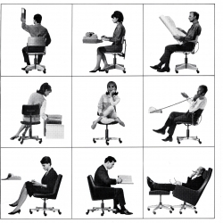 An illustration of how ergonomic seating can help people work in different ways