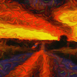 An AI generated painting of the road to hell to illustrate how ethical organisations can create the conditions for bad behaviour