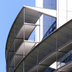 An aluminum clad building facade to illustrate the importance of zero carbon technology in buildings