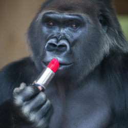 An image of a gorilla applying lipstick to symbolise shallow attempts at creativity