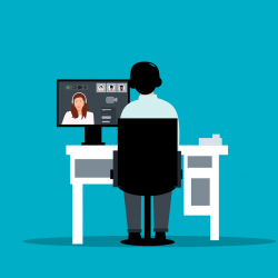 Two people in an example of virtual meetings
