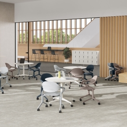 We may not always know exactly what the future of work holds, but we can design spaces that are ready for it. The Herman Miller Fuld chair is one of the products made for the new era