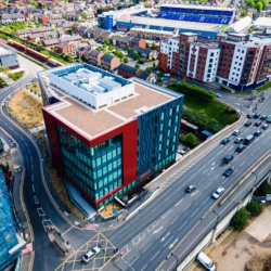 This unprepossessing building in Peterborough has been named as one of the world's leading workplaces by the Leesman Index